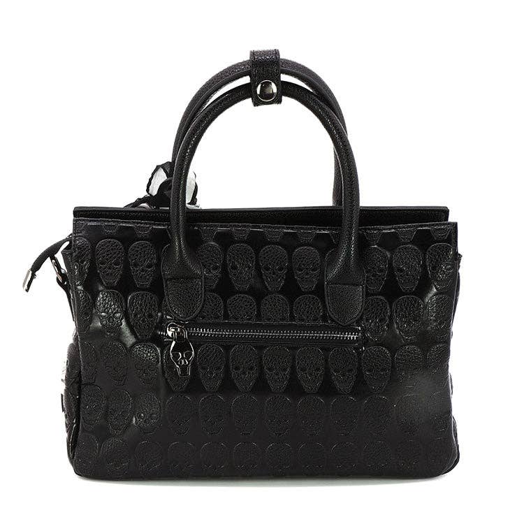 Skull Pattern Satchel in Vinyl