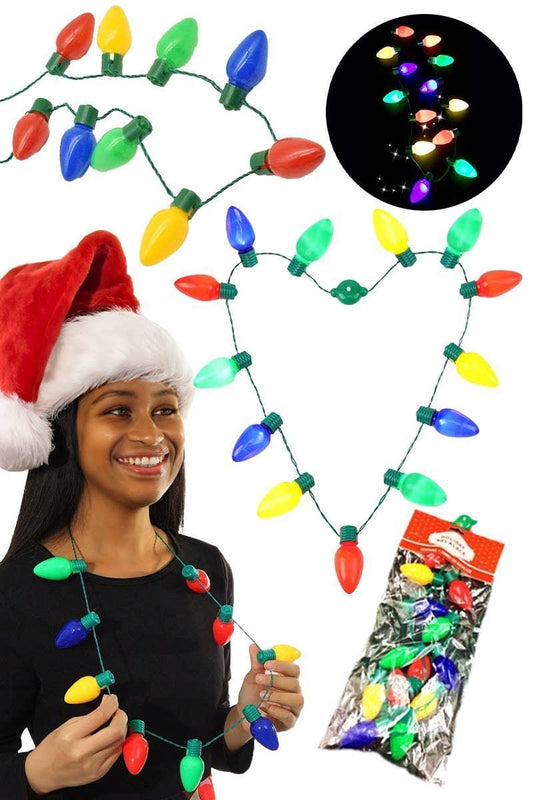 Christmas String Lights LED Light-Up Bulb Necklace - McCabe's Costumes
