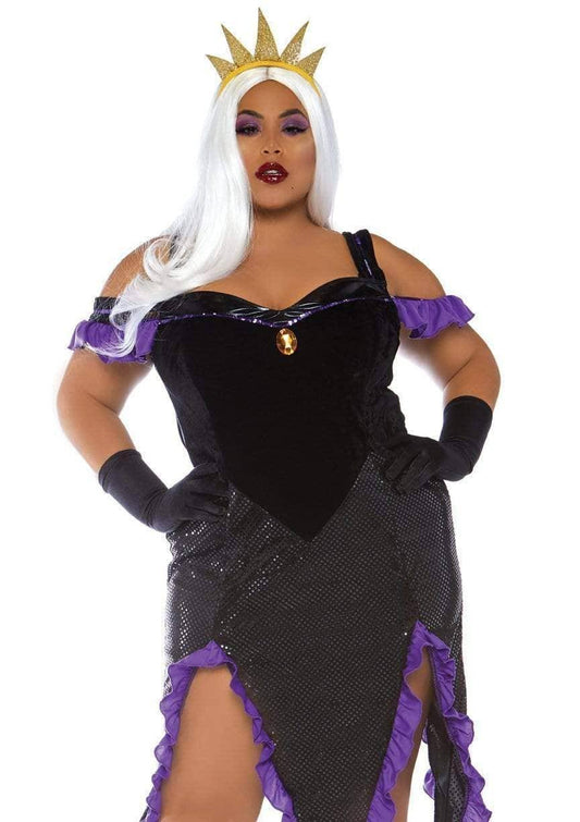 Plus Sultry Sea Witch Costume: Black/Purple / 1X/2X - McCabe's Costumes