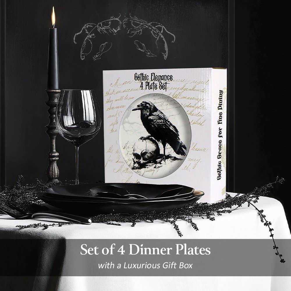Gothic Elegance Set of 4 Plates with Real Gold Trim - McCabe's Costumes