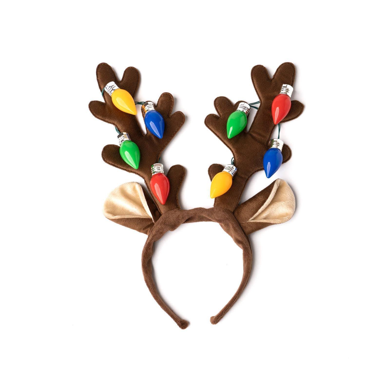 Christmas Jumbo Bulb Light Up Antlers Headband - McCabe's Costumes