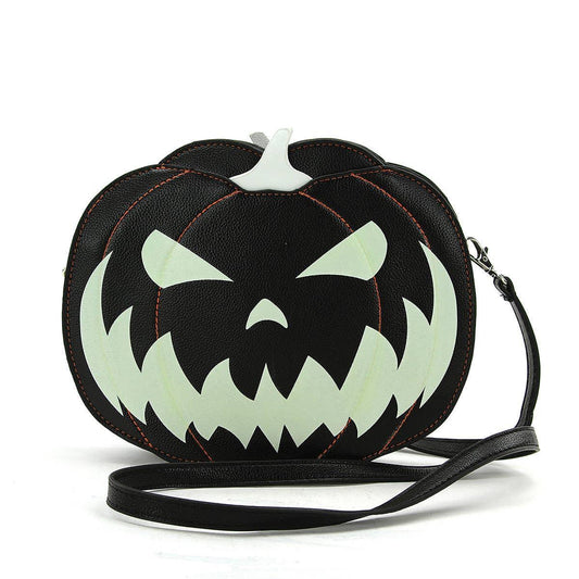 Glow in the Dark Jack O Lantern Crossbody Bag Purse in Vinyl - McCabe's Costumes