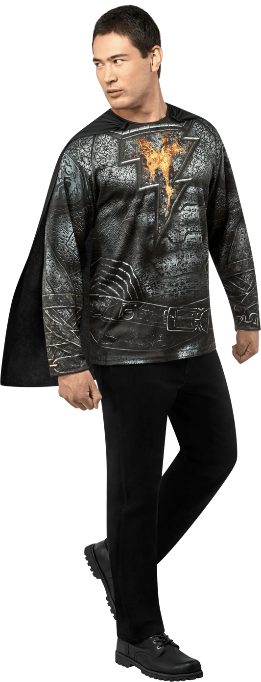 Adult Black Adam Costume T-Shirt with Cape - McCabe's Costumes